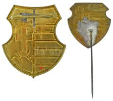 DN 2xklf "Kossuth-címeres" műgyantás bronz lemez jelvény / kitűző (19x20mm + 28x31mm) T:XF...