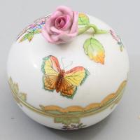 Herendi Viktória mintás bonbonniere, Kézzel festett. jelzett, hibátlan. 8 cm
