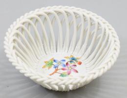 Herendi Viktória mintás fonott tálka, Kézzel festett. jelzett, hibátlan d: 12 cm
