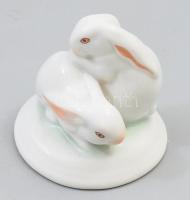 Herendi nyuszi pár. Kézzel festett, jelzett, hibátlan d: 6 cm