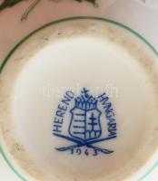 Herendi virág mintás kis váza. Kézzel festett, jelzett, kopással 6,5 cm