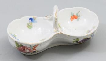Meisseni só és borstartó. Kézzel festett, jelzett, kis kopással 13,5 cm