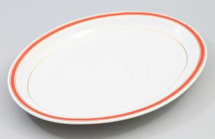 Zsolnay sültes tál. Kézzel festett, jelzett, kis kopással 26x37 cm