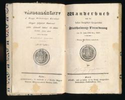 1837 Vándorkönyv, azonosítatlan iparos részére, német nyelvű cseh bejegyzésekkel (Schlan, Carlsbad, Znaim, Olmütz, Nikolsburg...stb.) De maga a könyv 1835-ös, budai nyomtatás.