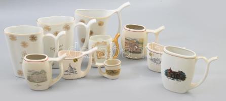 10 darab porcelán kúrapohár, m: 13,5 cm alatt
