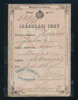 1883 Sopron, Igazolási jegy kőműves részére, pecséttel, 15 kr. okmánybélyeggel