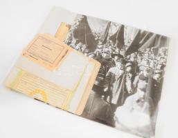 Vegyes papírrégiség tétel: fotók, okmányok, nagy méretű városképes fotók ca 1910-1960