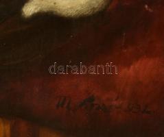 Olvashatatlan jelzéssel: Kislány cicával, 1932. Olaj, vászon, apró sérülésekkel. Dekoratív, kissé sé...