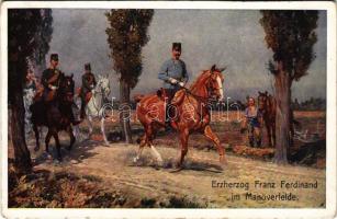 Erzherzog Franz Ferdinand im Manöverfelde / Austro-Hungarian K.u.K. military, Archduke Franz Ferdinand maneuvering. B.K.W.I. 752-24. s: Ludwig Koch (ragasztónyomok / glue marks)