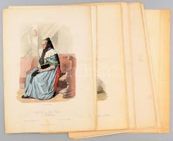 cca 1880-1900 Vegyes különféle divattörténeti kép tétel, 18 db, közte foltos, szakadt, 28x20 cm