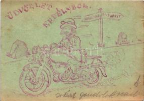 1940 Üdvözlet Erdélyből! Egyedi, kézzel rajzolt második világháborús tábori postai levelezőlap, kato...