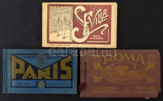 3 db RÉGI külföldi város képeslapfüzet: Róma (20 lap), Sevilla (20 lap), Párizs (45 lap) / 3 pre-194...