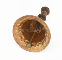 Asztali csengő, fa, fém 14 cm