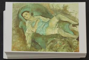 100 db MODERN német művészlap: Jules Pascin: Andrée, Femme se Reposant című alkotásáról (ugyanolyanok!) / 100 modern German art postcards of a painting of Jules Pascin (identical ones!)