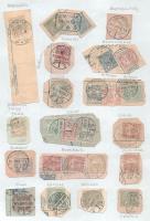 Turul bélyegek jól olvasható bélyegzésekkel főként romániai városokból, összesen 26 db, köztük egy csomagszelvény 3 bélyeggel a hátoldalán