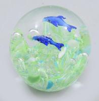 Murano levélnehezék, belső színezéssel, m: 6 cm