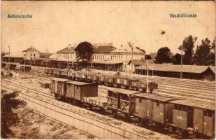 1918 Békéscsaba, vasútállomás, vonat. Vasúti Levelezőlapárusítás 204. (fl)