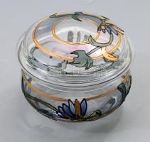 Zománcfestett bonbonier, hibátlan, d: 12 cm, m: 9 cm