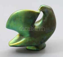 Zsolnay kisplasztika - Galamb. Savmaratott eozin mázakkal fedett öntött finomfajansz. Jelzett, hibát...