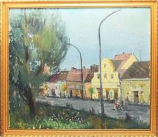 Gera Gyula (1915-1968): Forgatag, 1961. Olaj, vászon, jelzett, dekoratív fakeretben, 60×70 cm