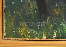 Gera Gyula (1915-1968): Forgatag, 1961. Olaj, vászon, jelzett, dekoratív fakeretben, 60×70 cm