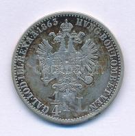 Ausztria / Velence 1863V 1/4Fl Ag "Ferenc József" T:F patina, nem átérő ly. Austria / Venice 1863V 1/4 Florin Ag "Franz Joseph" C:F patina, partial hole Karuse KM#2214