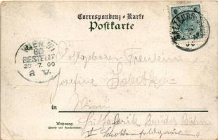 1900 Deutsche Grüsse, Sankt Michael. Lith. Kunstanstalt Heinr. &amp;Aug. Brüning / német katonai...