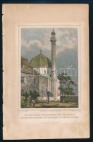 Ludwig Rohbock (1820-1883) - A. Rottmann: Hajdani mecset minarettel Pécs városában / Ehemalige Moschee und Minaret in Fünfkirchen. Színezett acélmetszet, papír, jelzett a metszeten, kis lapszéli sérülésekkel, kissé foltos, 16x12 cm