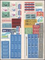 126 db ragjegy, főleg légiposta, sok használatlannal, rendező berakólap mindkét oldalán