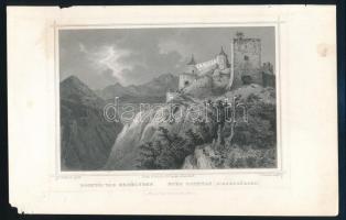 Ludwig Rohbock (1820-1883) - Julius Umbach (1815-1877): Rosnyói vár Erdélyben (Rozsnyó, Barcarozsnyó) / Burg Rosenau (Siebenbürgen). Acélmetszet, papír, jelzett a metszeten, kisebb lapszéli sérülésekkel, 12x17 cm
