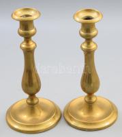 Bronz gyertyatartó pár, egyik kicsit sérült, m: 24 cm