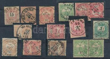 14 db vármegye bélyegzés krajcáros és turulos bélyegeken