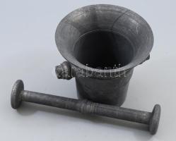 Hadifém mozsár törővel, m: 12 cm, törő h: 22 cm