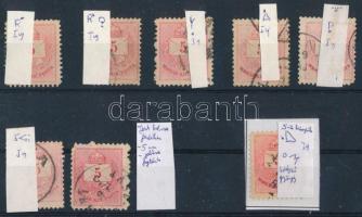 8 db színesszámú 5kr lemezhibákkal