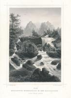 Ludwig Rohbock (1820-1883) - A. Fesca: A Tarpataki-vízesések a Kárpátokban (Magas-Tátra) / Die Kohlbacher Wasserfälle in den Karpathen. Acélmetszet, papír, jelzett a metszeten, 18x13 cm