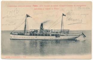 1908 Celerissimo piroscafo-salone Tátra della Societá in azioni Ungaro-Croata di navigazione marittima a vapore in Fiume / TÁTRA egycsavaros tengeri személyszállító gőzhajó (a háború alatt 1916-tól hadiszolgálatot teljesítő felfegyverzett kísérő hajó) / Hungarian single screw sea-going passenger steamship, served as an armored escort ship in the WWI (r)