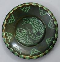 Kántor Karcag halas dísztál, jelzett, d: 22 cm