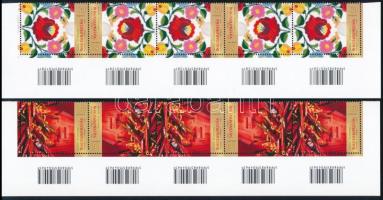 2012 Bélyegnap sor ívsarki vonalkódos ötöscsíkokban, a bélyegábrák az ívszélre futnak, fordított párok (elméleti katalógusérték 16-18.000)