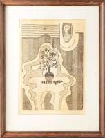 Kádár György (1912-2002): Csendélet. Rézkarc, papír, jelzett. 29x20 cm. Lap széle kissé foltos. Fakeretben