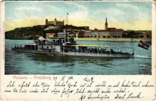 1904 Pozsony, Pressburg, Bratislava; Duna, vár, Szamos gőzhajó / Danube, castle, steamship (EK)