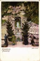 Pozsony, Pressburg, Bratislava; Mária Lourdes-i kápolna, imádkozók. Neffe J. / chapel, prayers. Heliocolorkarte von Ottmar Zieher (kopott sarkak / worn corners)