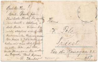 Pozsony, Pressburg, Bratislava; Mihály kapu utca, üzletek. Kaufmann kiadása / street, shops (ázott /...