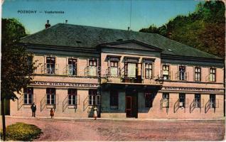 1915 Pozsony, Pressburg, Bratislava; Vaskutacska, Ferdinánd király vasfürdő. Vasúti levelezőlapárusítás / Eisenbrünnel, König Ferdinand Eisenbad / spa, bathhouse (Rb)