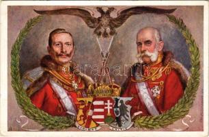 Kaiser Wilhelm II. und Kaiser Franz Josef I. / II. Vilmos német császár és I. Ferenc József császár egyenruhában / Emperors Wilhelm II of Germany and Franz Joseph I of Austria in uniform, German military propaganda, Viribus Unitis s: Emil Fleischmann (EK)