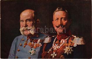 1917 Weltkrieg 1914-1915 Die verbündeten Monarchen / I. Ferenc József császár és II. Wilhelm német császár / WWI K.u.K. (Austro-Hungarian) military art postcard, Viribus Unitis (Rb)