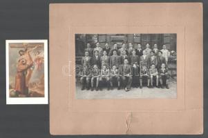 Páldeák Szabolcs szerzetes (1926-2014) iskolai tablófotója, feliratozva, + pappászentelési emlék az 50. évfordulóra