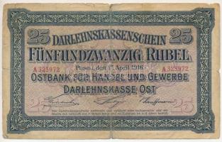 Német Birodalom / I. világháború / Keleti Főparancsnokság / Posen (Poznan) 1916. 25R T:VG German Empire / WWI / Ober Ost / Posen (Poznań) 1916. 25 Rubel C:VG Krause P#R125