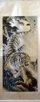 Fehér tigris. Kínai művész fali kép. Jelzett 70x160 cm