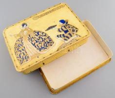 1934 Art deco Gerbeaud csokoládés / süteményes doboz, kopott, 13x18x3 cm