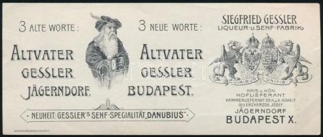 cca 1900-1910 ,,Altvater" Gessler Jägerndorf, K. u. K. Hoflieferant Siegfried Gessler számolócédula